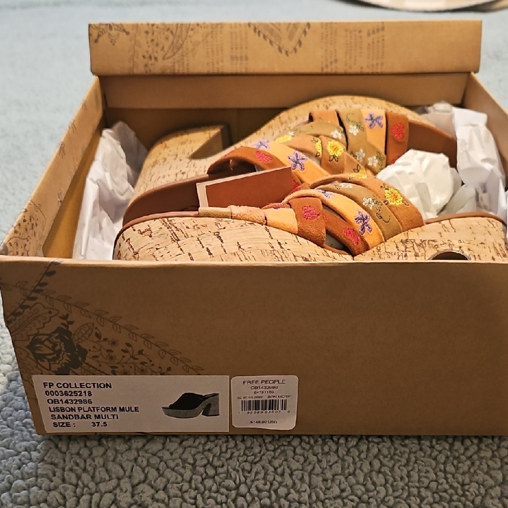 Free People Embroidered Platform Sandals - Multicolor